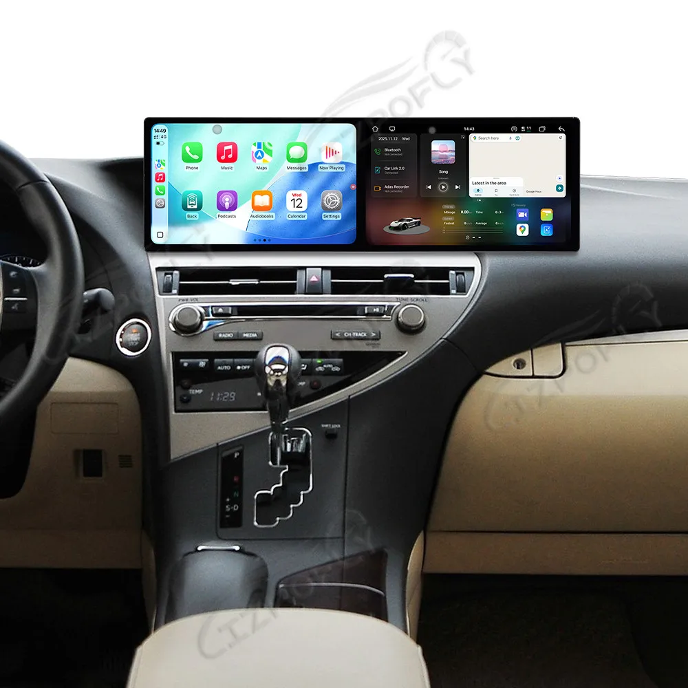 

10,1-дюймовый автомобильный радиоприемник с двойным экраном Android для Lexus RX 2009-2014 CarPlay Мультимедийный видеоплеер GPS-навигация Стерео головное устройство
