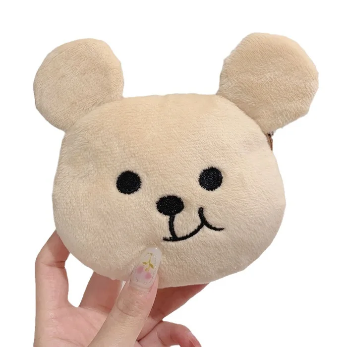 Korean Little Bear Plush Coin Purse, Mini Bolsa dos desenhos animados infantis, Bolsa bonito para crianças, Bolsa, Cabo de dados, Sacos de batom, Pingente