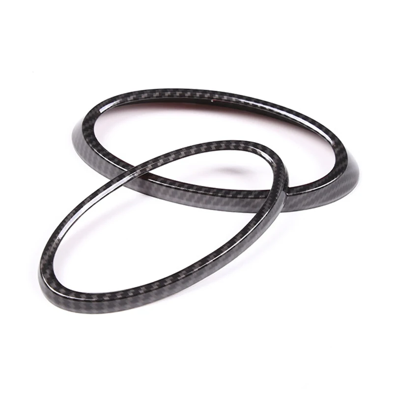 Black Carbon Fiber Texture ABS Car Exterior Front & Rear Logo Emblem Badge Ring Cover Trim Kit Fit for Subaru XV 2022 - view 3