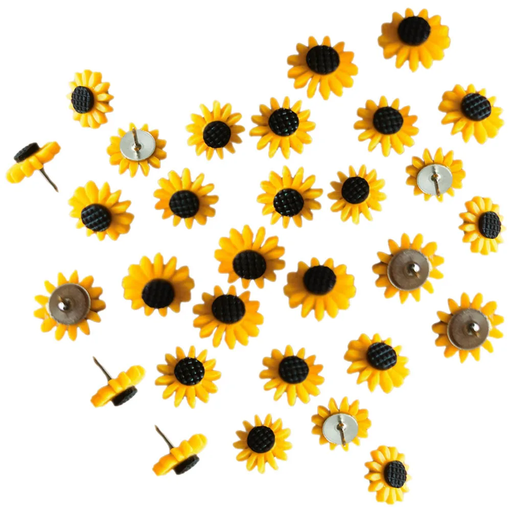 40 قطعة دبابيس ضغط زهرة صغيرة عباد الشمس Thumbtacks للوحة الإعلانات المسامير الزخرفية اللوازم المكتبية ملحقات لوحة الفلين #5