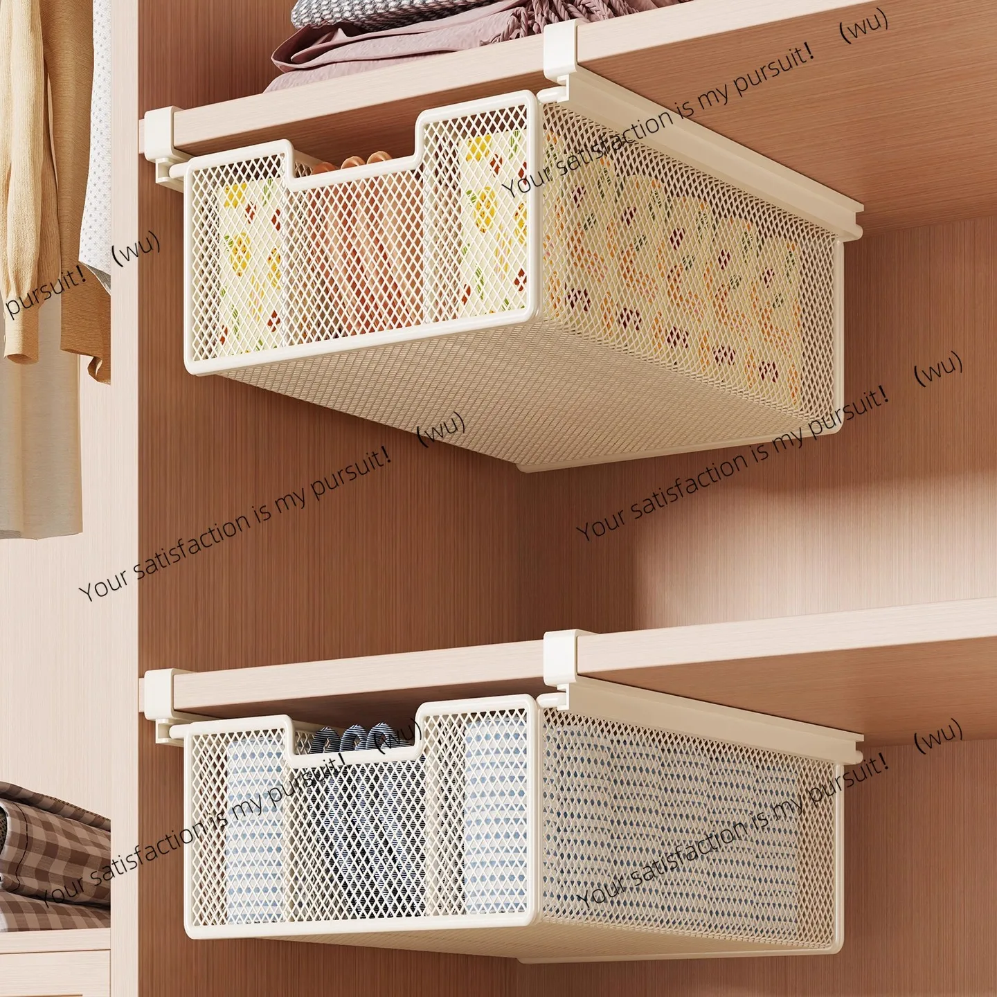 Socks storage underwear finishing box, bottom hanging drawer wardrobe layered storage artifact