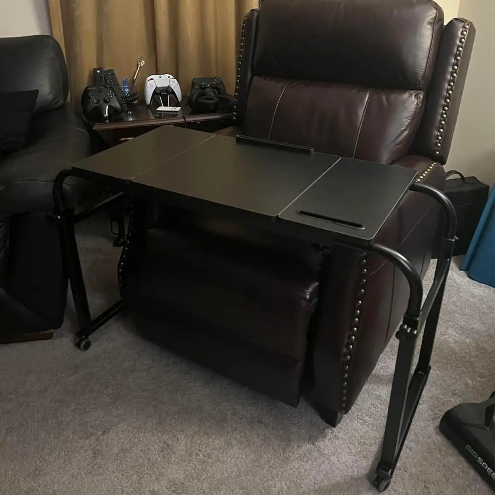 Adjustable Overbed Table with Wheels, Height & Length Adjustable, Tilt Board for Laptop Desk, Hospital Home Use