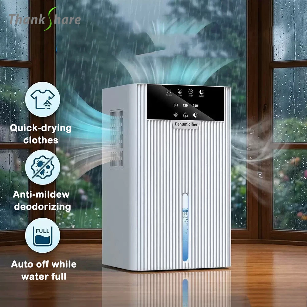 2200ml Large Dehumidifier Intelligent Recognition Defrost Dehumidifiers Moisture Absorbers Air Dryer Smart Touch-enabled Timer