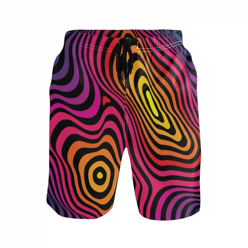 

Colorful Spiral Psychedelic Beach Shorts Men Personality 3d Print Swim Trunks Oversized Street Short Pants Surf Board Shorts