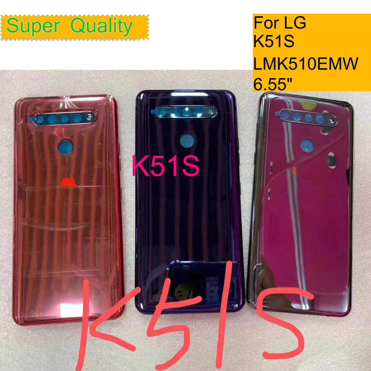 

10 шт./лот для LG K51S, дверца корпуса, крышка батарейного отсека, задняя крышка, задний чехол, корпус K51S с объективом камеры