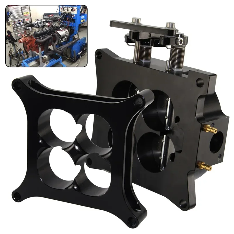 CNC 1000CFM 4150 شفة المكربن خنق الجسم 1.75 "الأساسية 4 برميل ث/1" تشكيله المكربن فاصل الألومنيوم الأسود