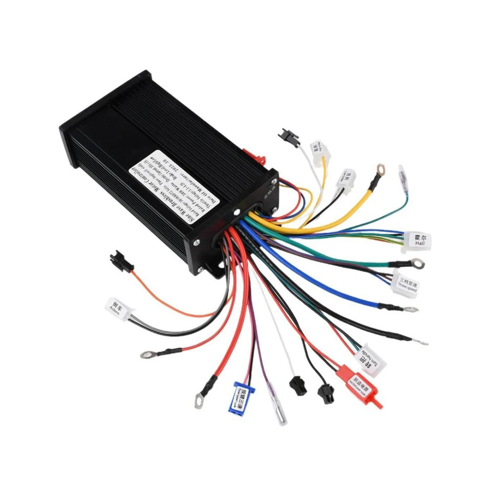 DC36V48V60V/72V 500W Brushless Motor Controller 30A Electric Bike Black Aluminum Alloy Sine Wave DC Electric Motor Controller