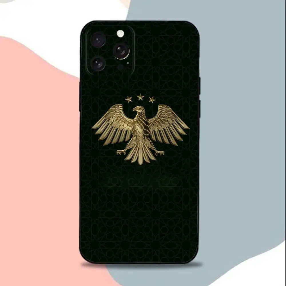 Casing HP LOGO S-Syria Bendera Suriah Untuk iPhone 11,12,15,16,17,13,14,Pro,Max,Plus,E,Mini,Air,SE4 Hitam Bahan Lembut