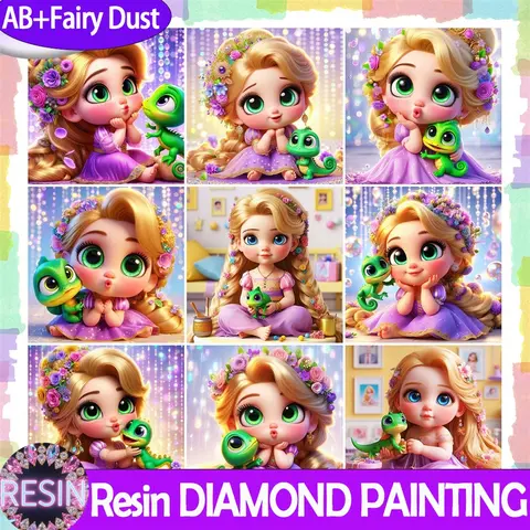 Resin AB Fairy dust Disney Novelty 2025 Diamond Painting Rapunzel Rhinestone Picture Painting Cartoon Full Drill Princess Wall