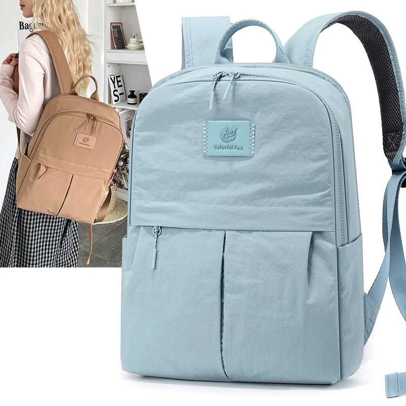 Casual Backpack Lightweight Water Resistant Nylon Daypack Breathable Shoulder Strap Multi Pocket Laptop Bag Travel School Bag