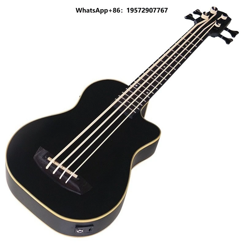 30 Inch Missing Angle Double Hole Black Matte Bass 4 String Professional Playing Electric Bass