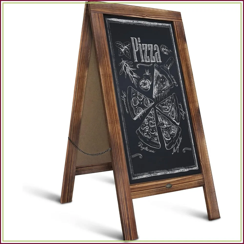 

40x20 Double-Sided A-Frame Chalkboard, Solid Wood, Magnetic, Foldable with Heavy-Duty Hinges, for Restaurants, Cafes, Weddings