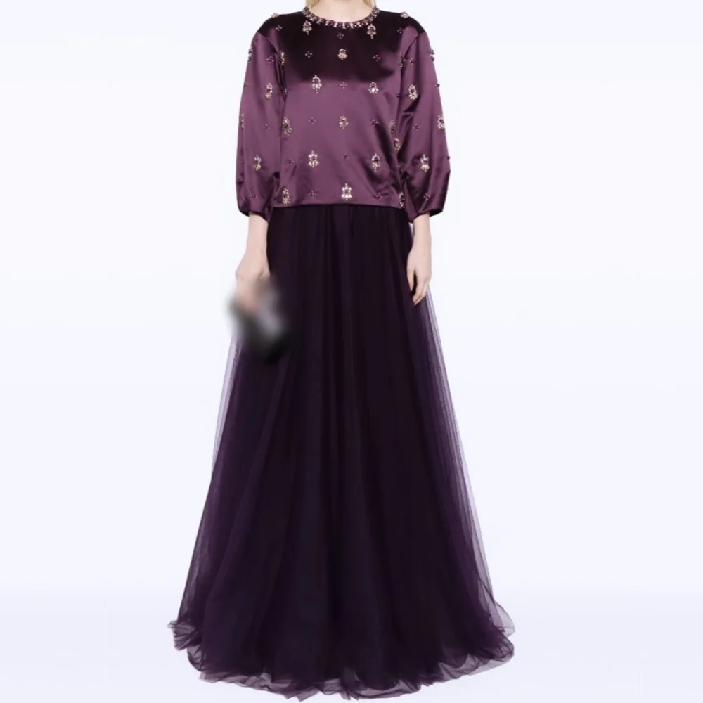 

Customized Grace Sparkle Evening Dress Rhinestone O-Neck A-line Long Dresses Bespoke Occasion Elegant Party High Quality