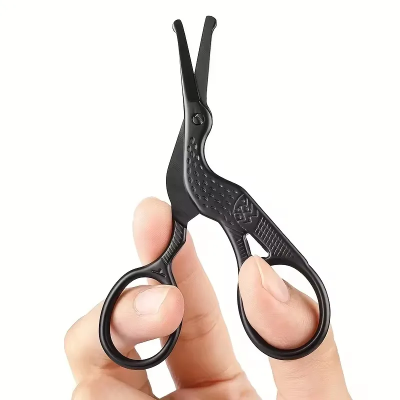 Round Head Nose Hair Scissor Stork Type Beauty Scissor For Eyebrow Nose Hair Beard Ear Hair Eyebrow Scissor Stainless Steel