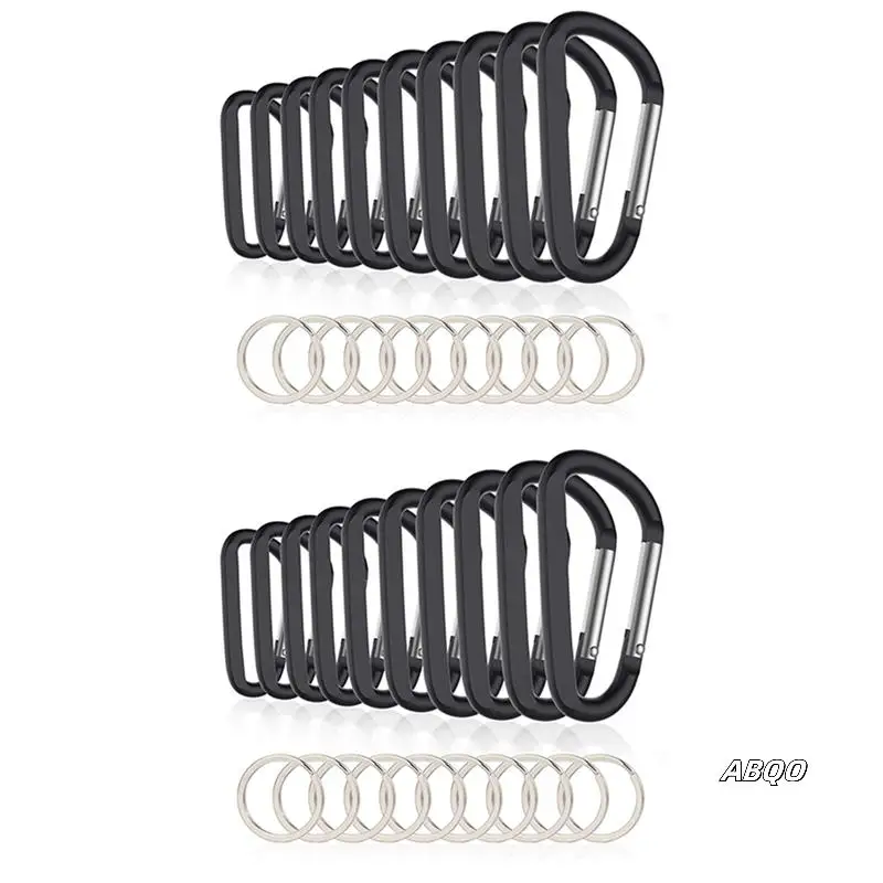 

20PCS 3 Inch/8CM Carabiner Clips, D-Ring Caribeaner With Keyring For Home RV Camping Fishing Hiking Traveling Backpack