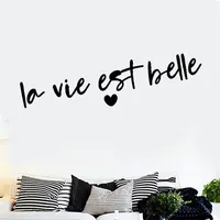 Wall Stickers La Vie Est Belle French Quotes Decals Mural Removable Vinyl Family Bedroom Livingroom Decoration Poster RU2427