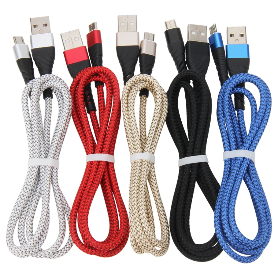 

1m 2m 3m Micro USB Type C 8Pin Braided Mobile Phone Charging Cable for iPhone Samsung Xiaomi Huawei Data Cables Cord