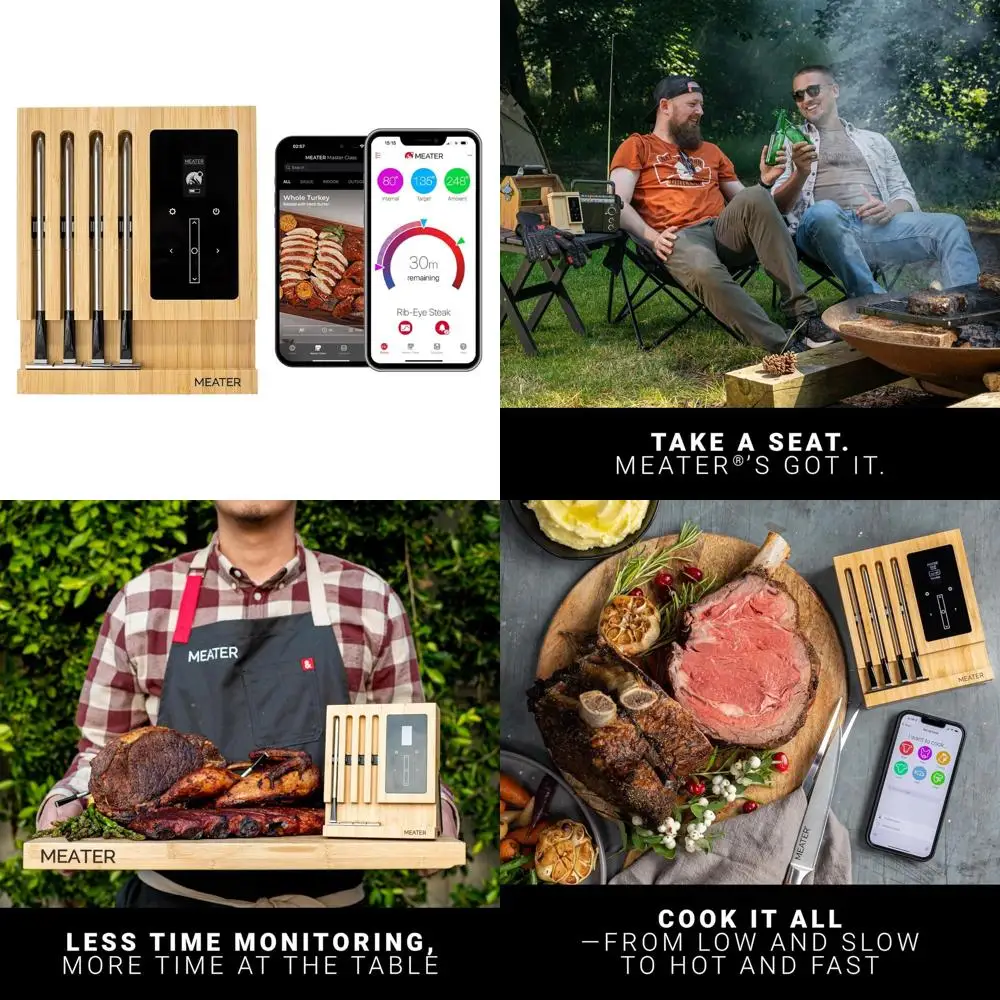 

Long-Range WiFi Meat Thermometer with 4 Probes, Ideal for Cooking & Compatible with Apple Watch & Alexa