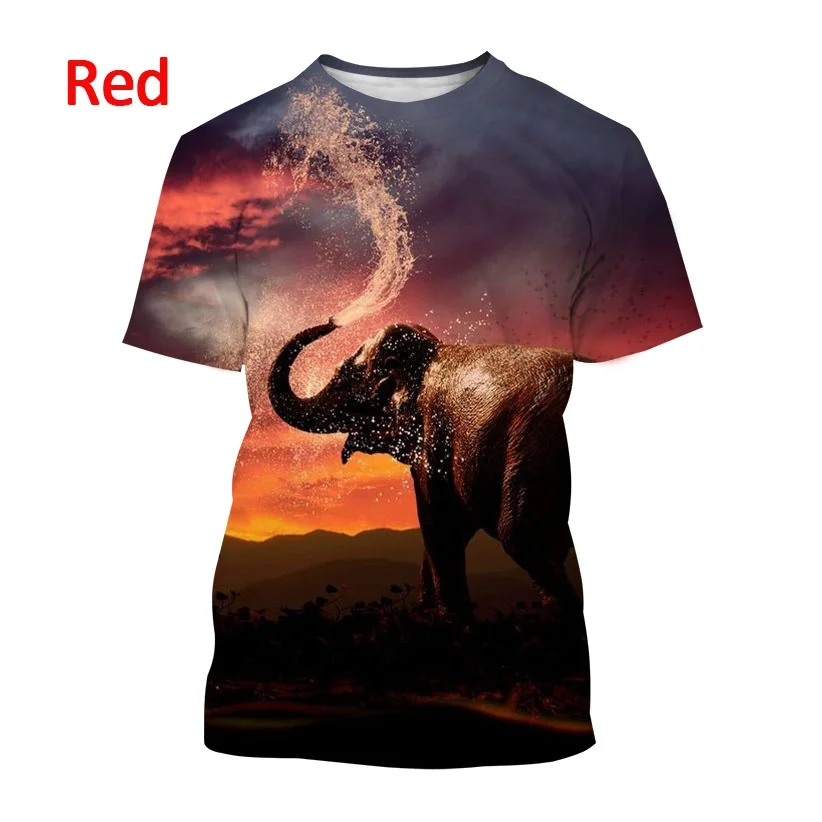 2022 Men\'s Casual Round Neck Short Sleeve Harajuku Style Funny Animal Elephant 3D Printing T-shirt Summer New Fashion Top XS-5XL