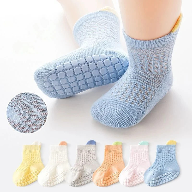 

Thin Anti-slipping Infant Girl Socks Cotton Hollow Contrast Mid Tube Baby Girl Socks Loose Cute Toddler Girl Floor Socks Clothes