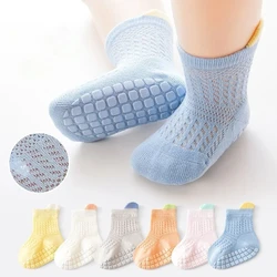 Thin Anti-slipping Infant Girl Socks Cotton Hollow Contrast Mid Tube Baby Girl Socks Loose Cute Toddler Girl Floor Socks Clothes