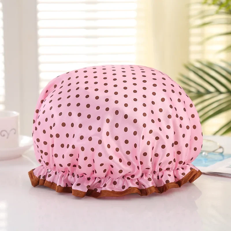 Shower Cap Women Waterproof Reusable  High Quality Cap Oil-proof Shampoo Shower Cap Household Double-layer Shower Caps