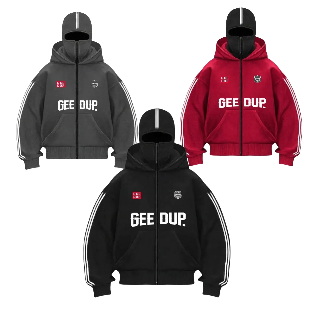 

2025Y2K Gothic Harajuku Hoodie: Double - Hood Ninja Mask Design, Windproof Winter Sweatshirt, Loose & Versatile Streetwear