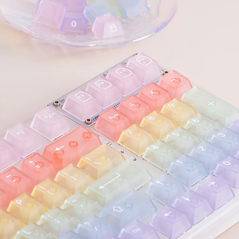 

Candy Rainbow Keycaps Personalized Original PC Ice Transparent Cherry Profile Keyboard Cap for Mechanical Keyboard Accessories