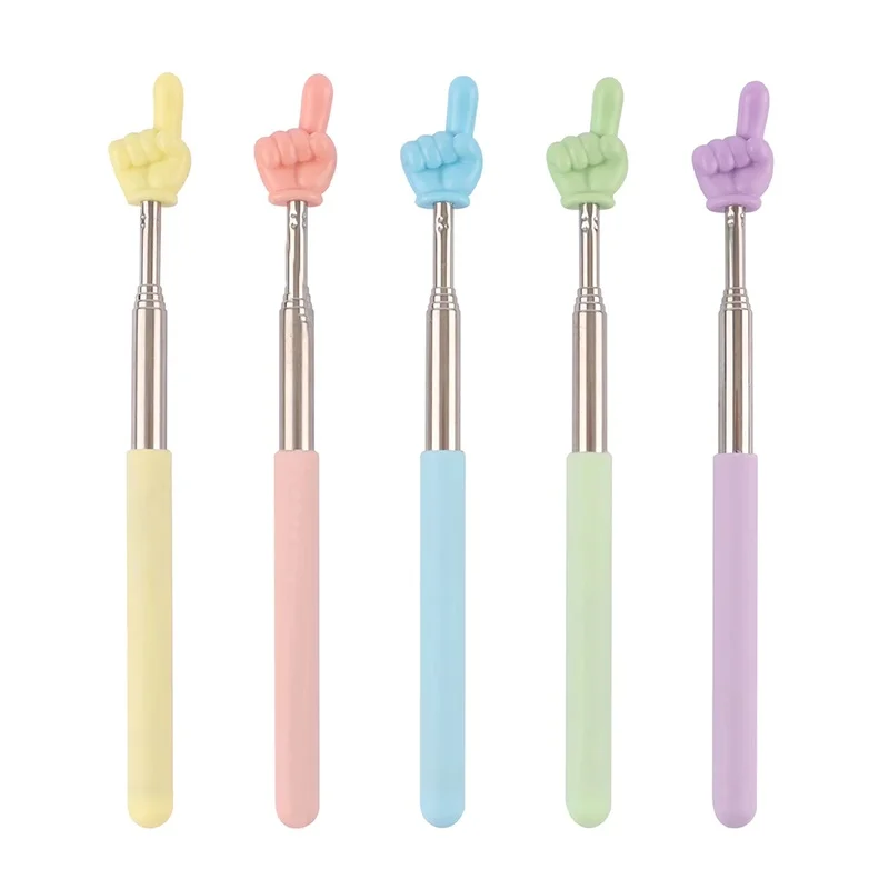 Macaron Retractable Teacher Pointer Rod Finger Design Stainless Steel Telescopic School Teaching Pointer Stick Teacher Supplies
