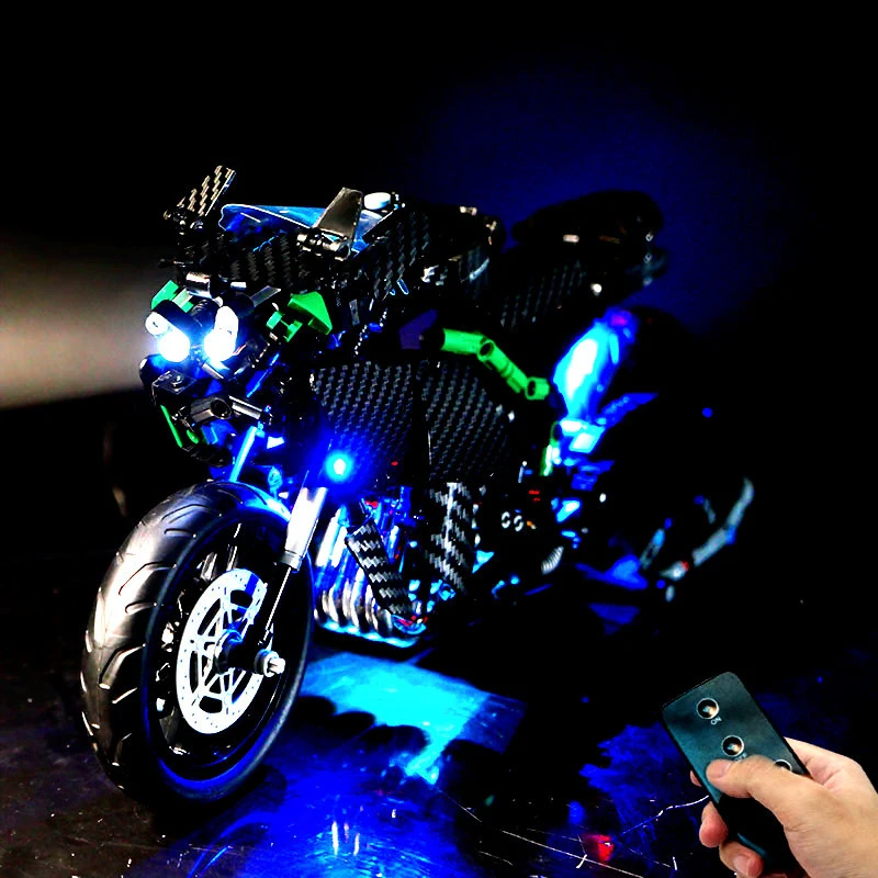 

DIY LED Light Kit Compatible with QZL 85001 H2R Style Racing Bike Remote Control Lighting for Building Block Model (Lights Only)