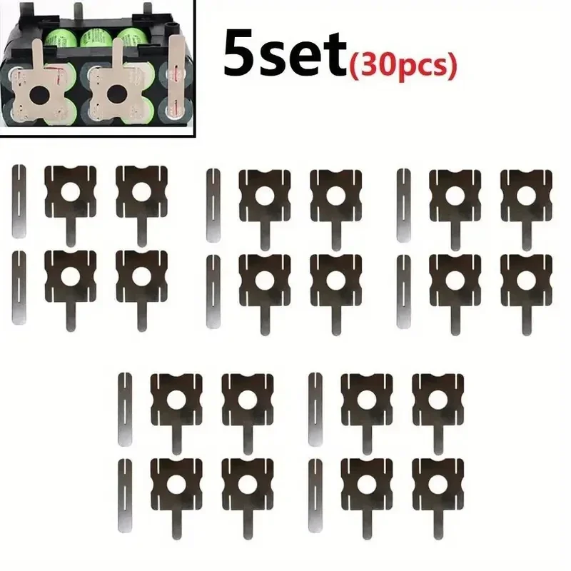 5 Sets (30 Pieces), 18650 Lithium Battery Nickel Sheet Spot Welding Nickel Plate Battery Nickel Plated Sheet U-Shaped Strip Shee