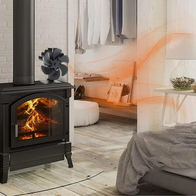 4/5/6 Blades Heat Powered Stove Fan Log Wood Burner Eco-fan Quiet Fireplace Fan Winter Warm Home Heater Efficient Heat Distribu