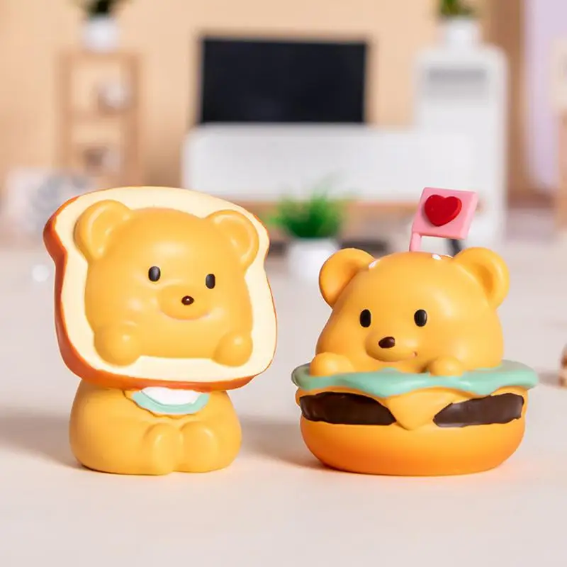 Cartoon Figurines for Desk Desktop Bear Statue Resin Cartoon Figure Household Freestanding Animal Ornaments for Computer Desk