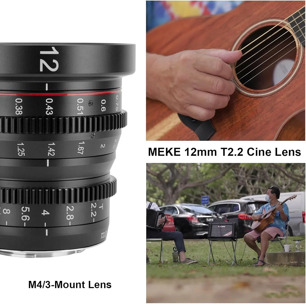 Meike 12 مللي متر T2.2 عدسة سينما ثابتة بزاوية واسعة لباناسونيك لوميكس M4/3 مايكرو أربعة ثريدز MFT جبل كاميرات BMPCC 4K Zcam E2 #2