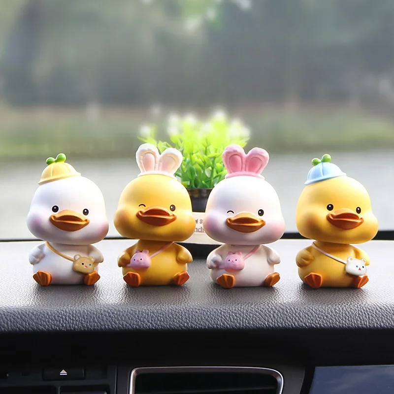 

Cute Cartoon Yellow Duck Car Interior Decoration Action Figures Auto Rearview Mirror Dashboard Ornaments Gift Mini Accessories