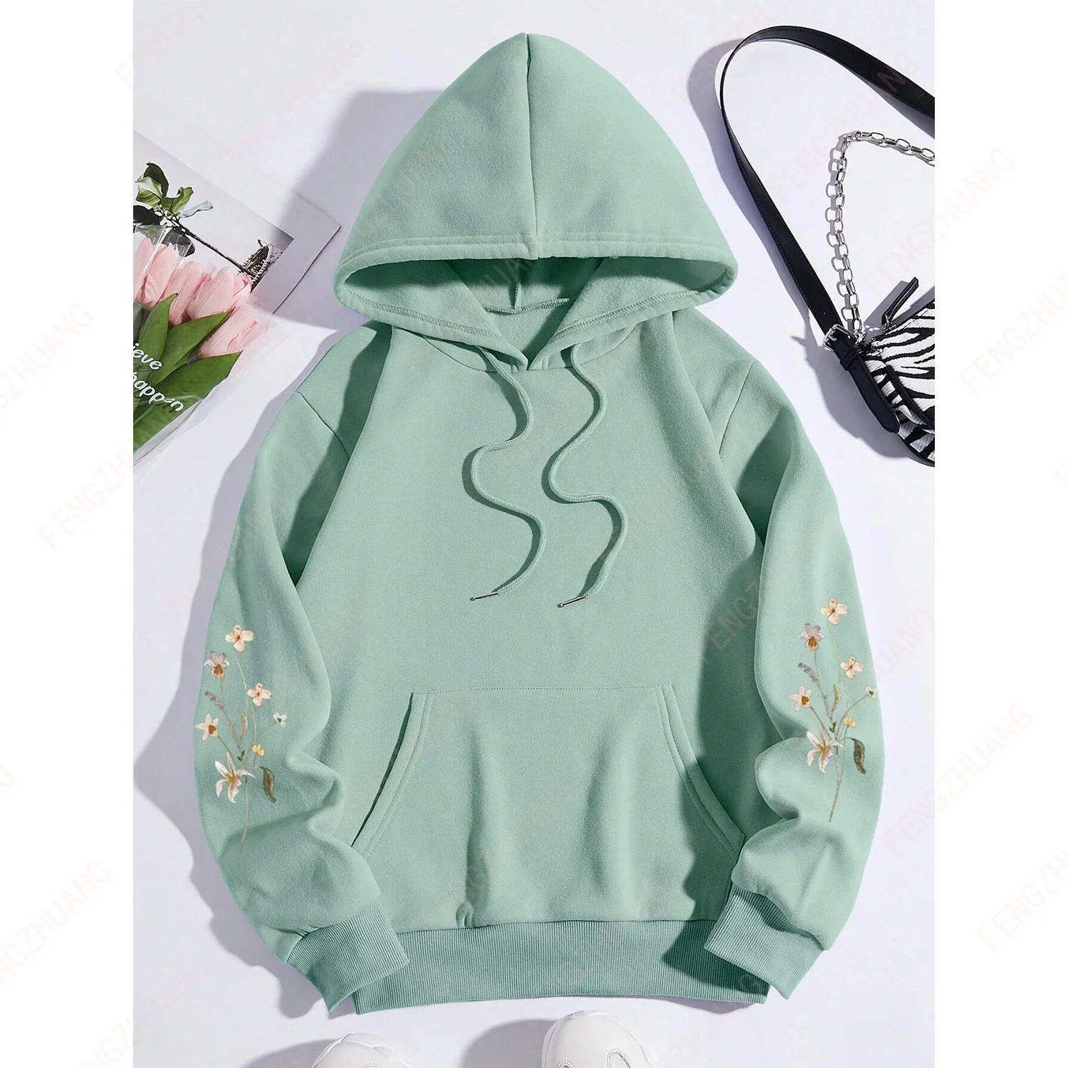 SweatshirtPrint Kangaroo Pocket Hoodie Men And Women Loose Casual Harajuku Pullover Sportwear Hip Hop Streetwear