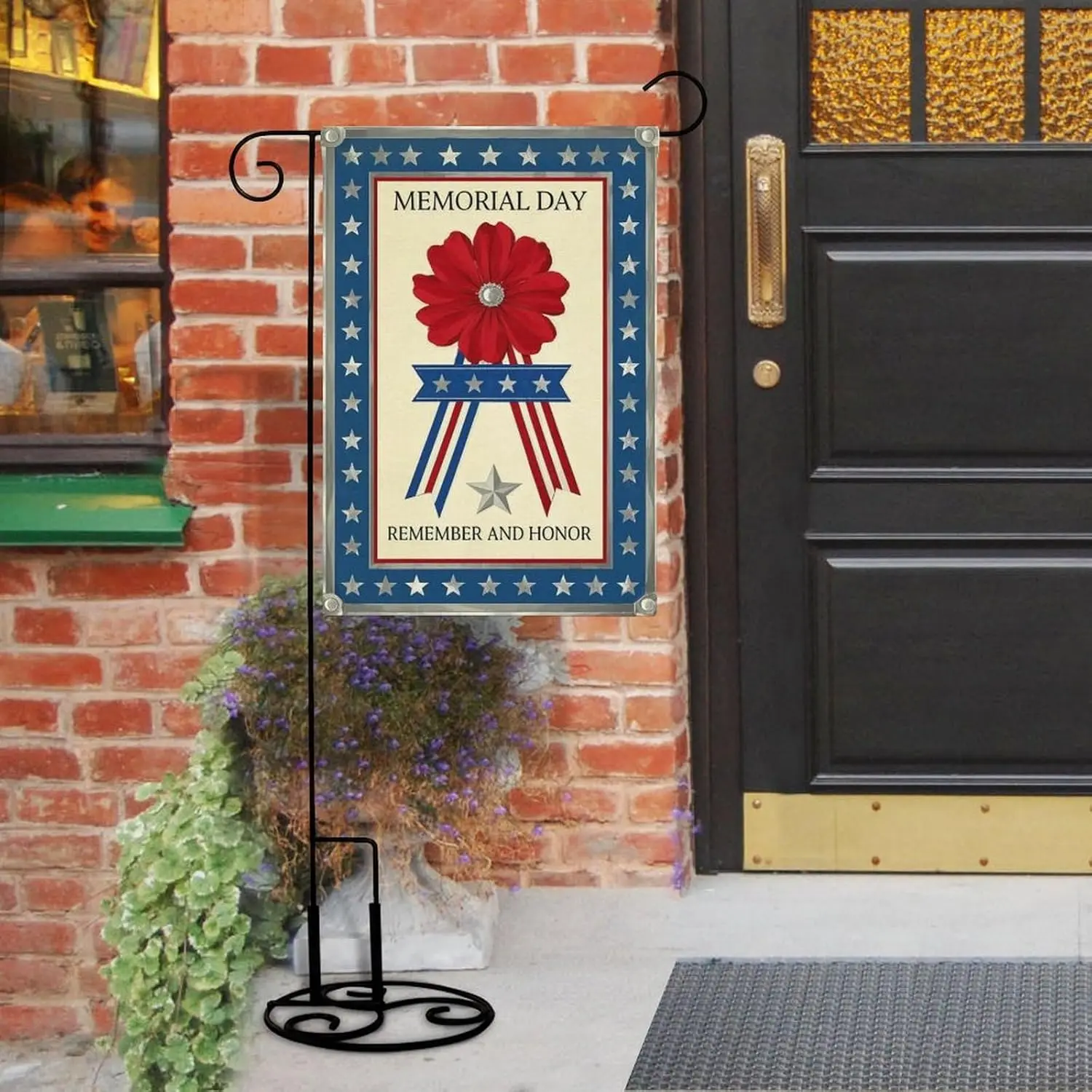 Memorial Day Stars And Stripes Ribbon Poppy Garden Flag Double Sided 12 X 18 Inch Yard Flag, Small Flags for Outside Decorat AAS