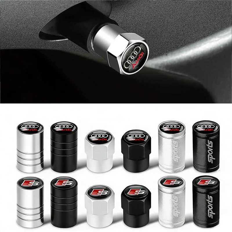 4 Peças de Tampas de Válvula de Pneu em Liga de Alumínio para Carros Audi A3 A4 A5 A6 A7 A8 S4 S5 S6 S7 RS3 RS4 RS5 - Acessórios Automotivos