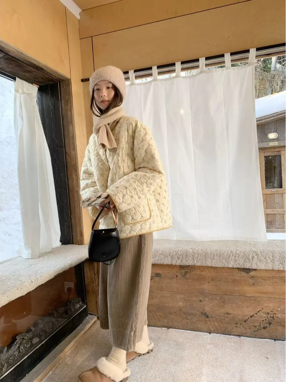 Thiened Cotton Jaet Dames Winter Nieuwe Sle Jeugdige Bloemenprint Warmte Bovenkleding Jas Koreaanse Loose Fit Lange Sve