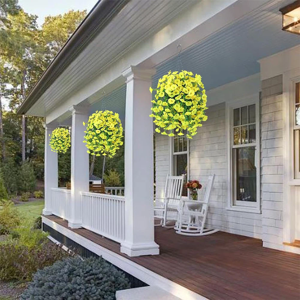 

Искусственные висячие цветы, реалистичные подвесные растения, украшения, устойчивые к ультрафиолетовому излучению, декор для сада/дома/офиса, праздничные принадлежности для вечеринок