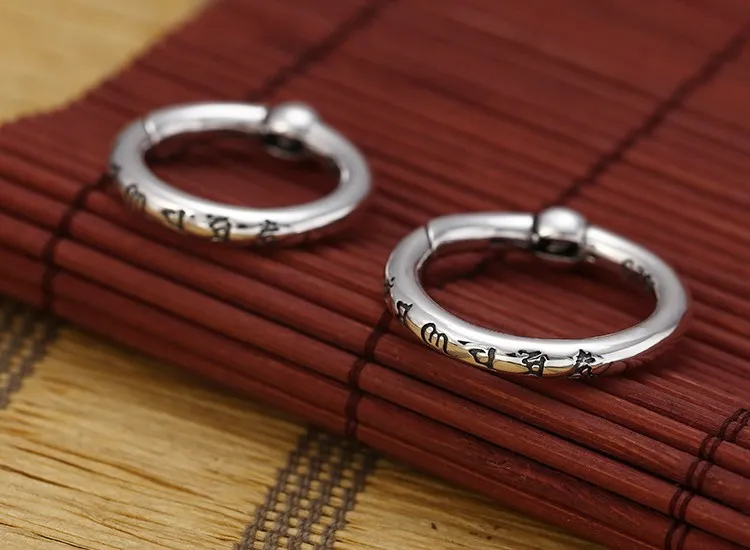 S925 Sterling Silver Jewelry Personalized Fashion Retro Thai Silver Six Character True Words Diamond pestle Men\'s Belt Chain Key