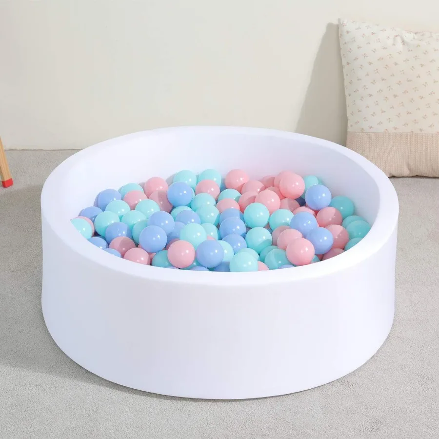 Poço de bola de espuma de memória macia, esponja redonda interna (sem bolas) para crianças pequenas - branco, 90 cm