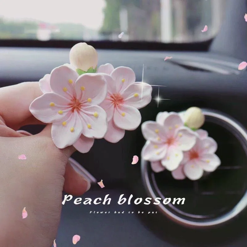 Car Perfume Clip Flower Air Outlet Car Air Freshener Peach Blossom Aroma Diffuser Car Decoration Accessories Fresh Air