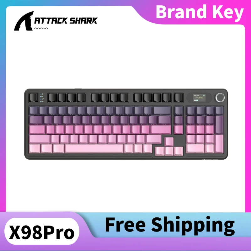 

Attack Shark X98PRO Three-mode Wireless Mechanical Keyboard TFT Screen Knob Hot-swappable No Interference RGB Bluetooth Keyboard