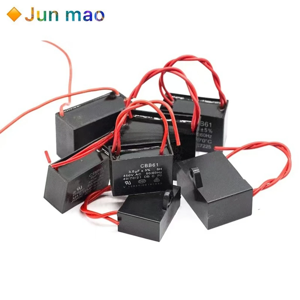 1PCS  CBB61 Capacitor 450vac Fan Starting Capacitor 450V Fan Capacitors 1UF/1.2UF/1.5UF/2UF/2.5UF/3UF/4UF/5UF/6UF/10UF