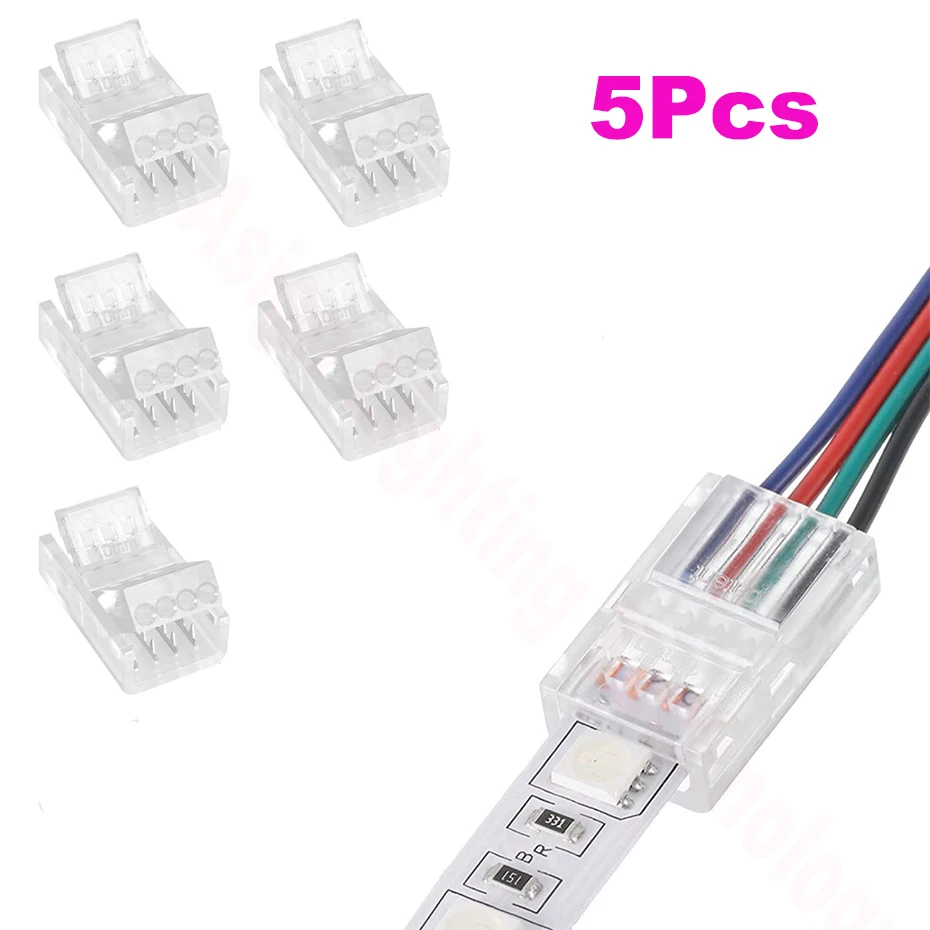 5 unids/lote 8mm 10mm tira a cable o conector de tira Clips sin cables adaptador sin soldadura para 2 pines 3 pines 4 pines SMD 5050 2811 tira de LED