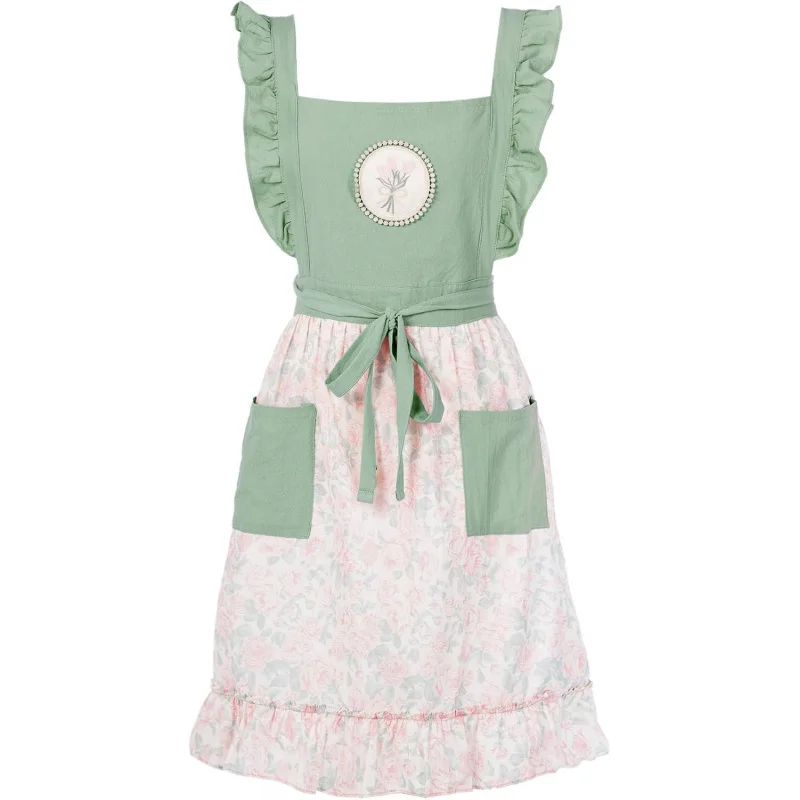 

Cute Aprons for Women with Pockets Cotton Adjustable Cross Back Pinafore Vintage Apron for Kitchen Cooking Painting