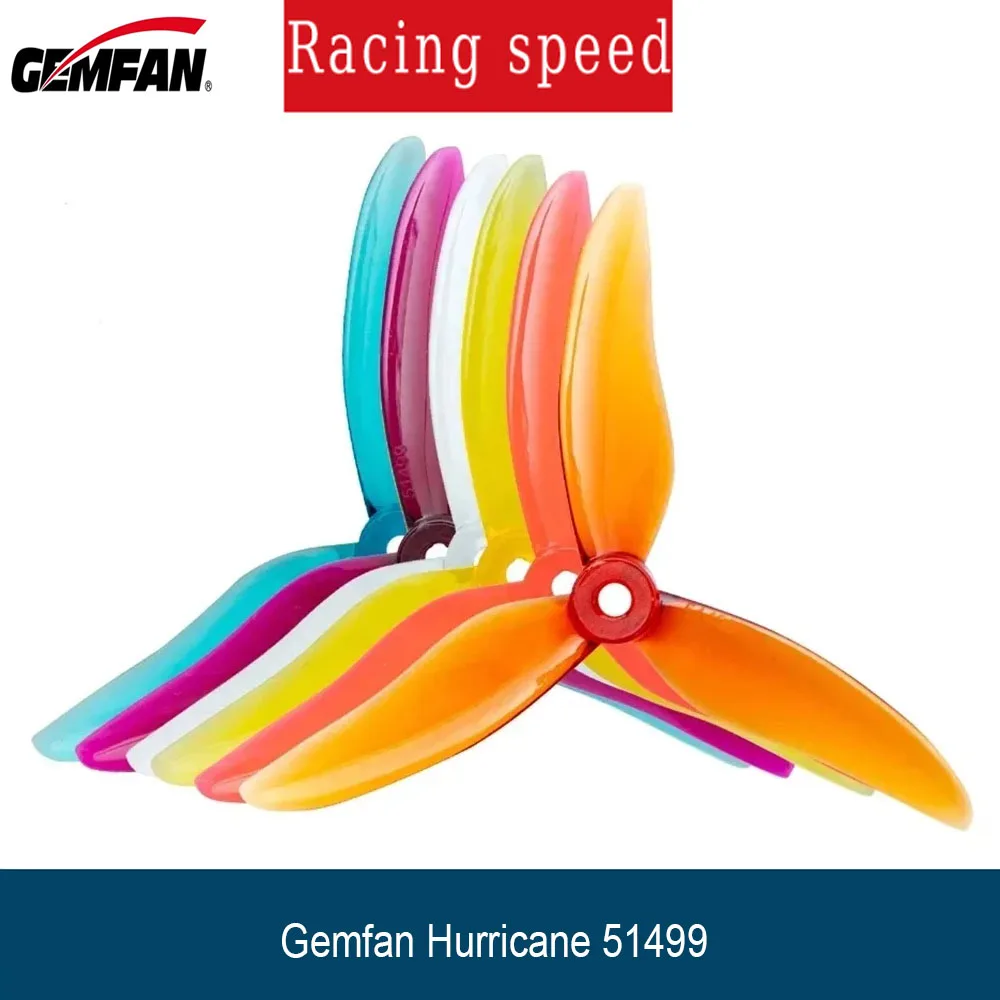 ใบพัด Gemfan Hurricane 51499-3 ขนาด 5 นิ้ว แบบหมุนได้สองทิศทาง สำหรับโดรนแข่ง FPV แบบสามใบพัด ความเร็วสูง (2 คู่)