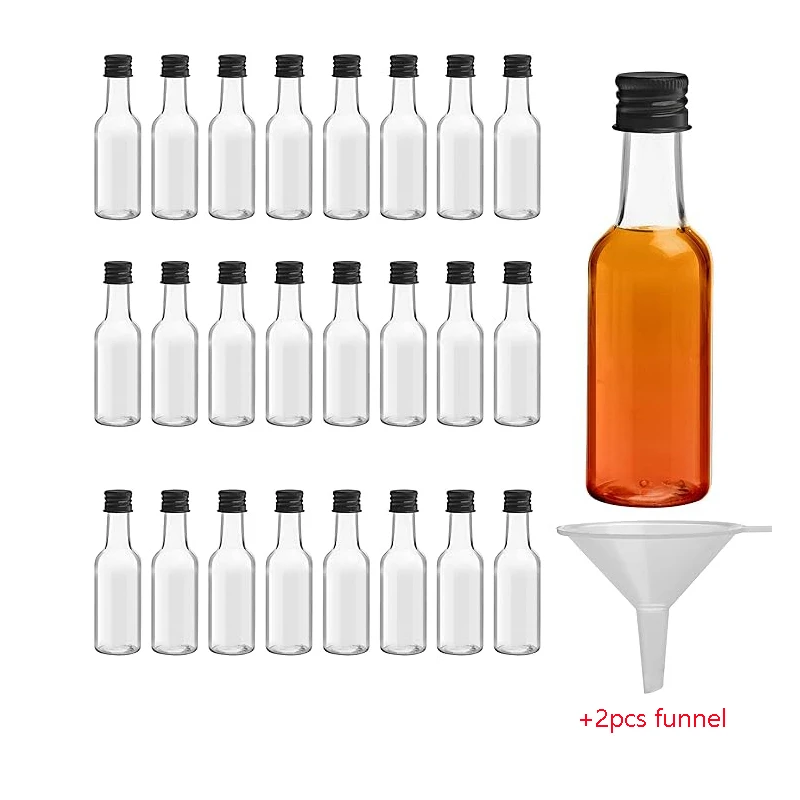 

20/30/50PCS 50ml Mini Plastic Liquor Bottles Wedding Spirit Bottles Alcohol Shot Bottles with Caps Bridal