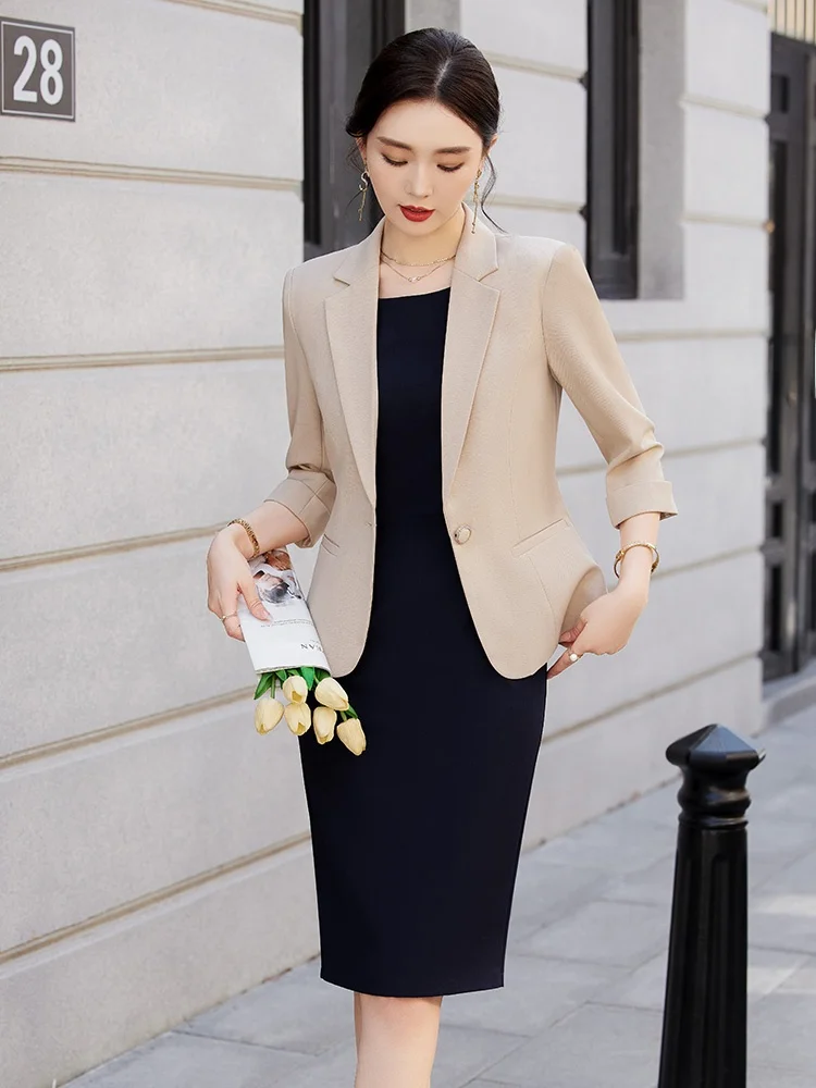 

Новый модный женский комплект Ele Profional: миди-платье и элегантный жакет из полиэстера для весны/лета, для офиса и повседневной носки.